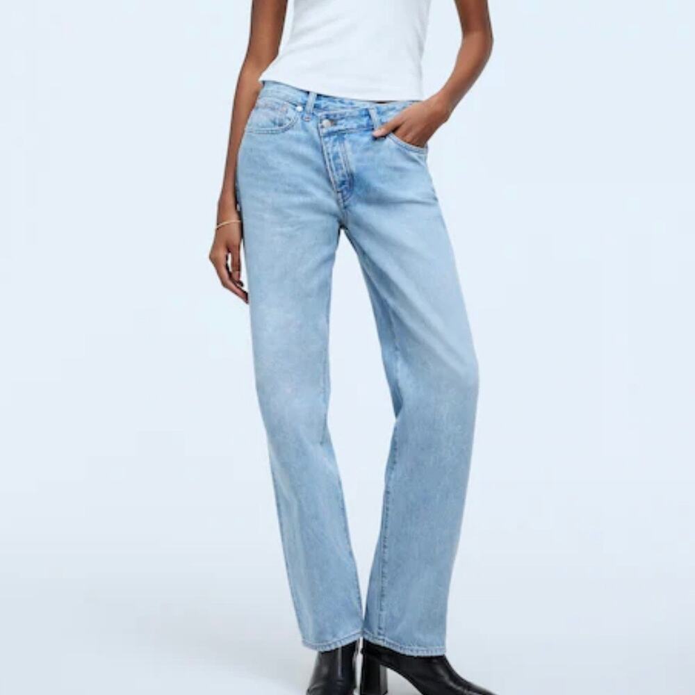 Madewell Women's Low Slung Straight Leg Jean Size 29 Blue Cross Tab Fly